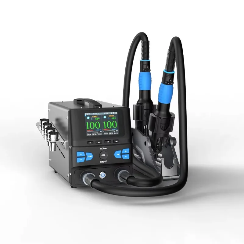 H414D 3200W Dual-Station Hot Air Soldering Station with 3.5"Large Screen Smart Dual-Mode Control for Phone Welding Repair
H414D 3200W Dual-Station Hot Air Soldering Station with 3.5"Large Screen Smart Dual-Mode Control for Phone Welding Repair