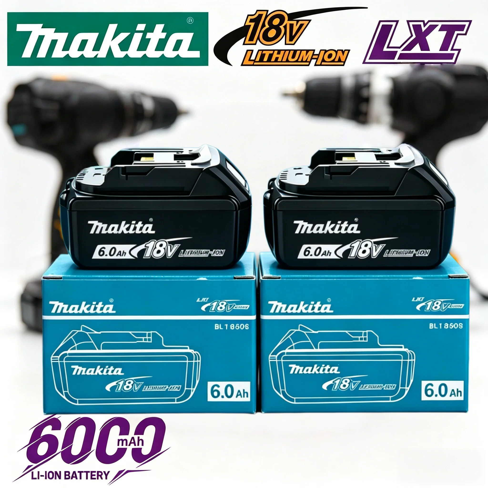 Original, Compatible with BL1830B BL1850 BL1840 BL1815, Makita BL1860 18V 6.0Ah Lithium Battery for LXT Cordless Tools
Original, Compatible with BL1830B BL1850 BL1840 BL1815, Makita BL1860 18V 6.0Ah Lithium Battery for LXT Cordless Tools