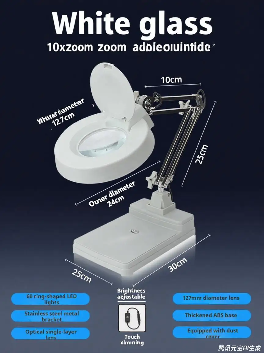 10-15 times Desktop magnifying glass with lamp high-definition maintenance and inspection workbench magnifying glass lamp
10-15 times Desktop magnifying glass with lamp high-definition maintenance and inspection workbench magnifying glass lamp