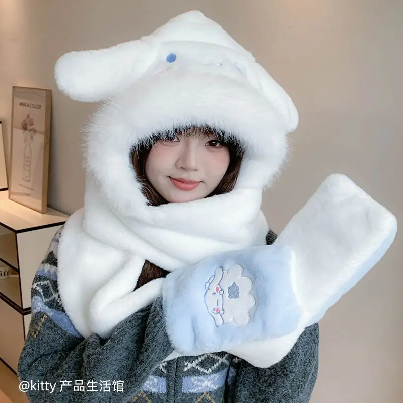 Милая женская плюшевая шапка, шарф, перчатки, три в одном, Hellokitty Cinnamoroll, аниме, теплый и морозостойкий плюшевый милый шарф для девочек
Милая женская плюшевая шапка, шарф, перчатки, три в одном, Hellokitty Cinnamoroll, аниме, теплый и морозостойкий плюшевый милый шарф для девочек