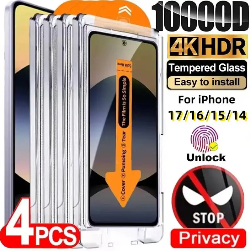 Dust Free Easy Install Privacy Screen Protector For Iphone 16 15 13 14 12 11 17 Pro Max Air 16E 7 Plus Mini XR SE Anti-Spy Glass
Dust Free Easy Install Privacy Screen Protector For Iphone 16 15 13 14 12 11 17 Pro Max Air 16E 7 Plus Mini XR SE Anti-Spy Glass
