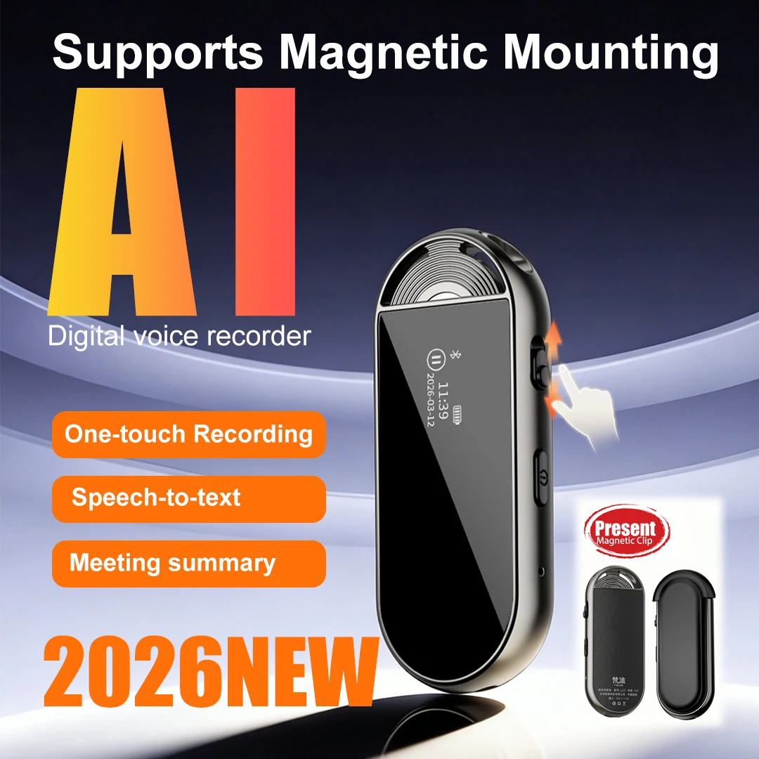 Mini AI Voice Recorder Pen, 30.6g, Magnetic Clip-on Design, 360° Sound Pickup, Smart Transcription, for Daily Inspiration & Note
Mini AI Voice Recorder Pen, 30.6g, Magnetic Clip-on Design, 360° Sound Pickup, Smart Transcription, for Daily Inspiration & Note