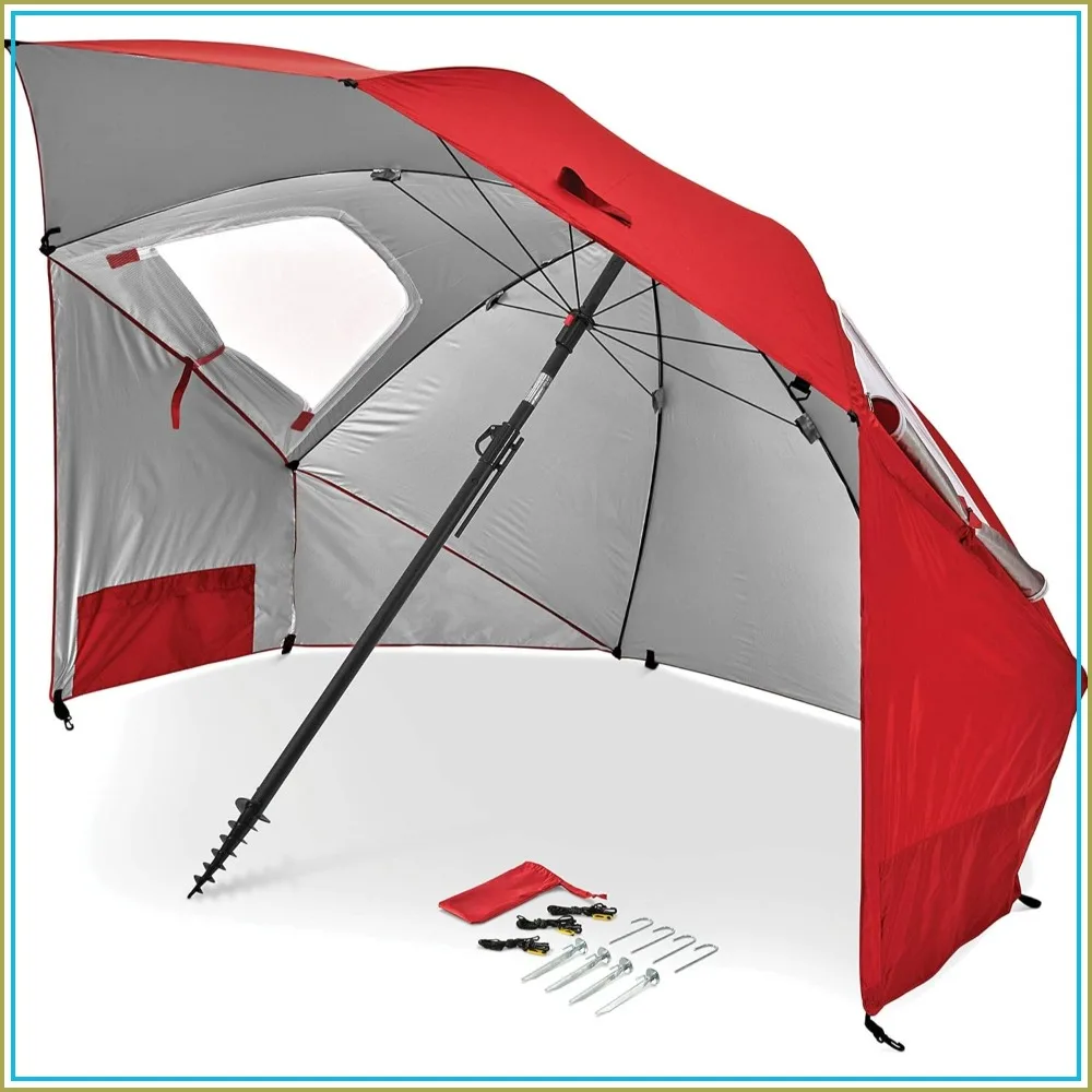 UPF 50+ Umbrella Shelter with Patented Side Panels, Tilt Mechanism, Heavy-Duty Center Pole, Auger Anchor for Sand and Grass
UPF 50+ Umbrella Shelter with Patented Side Panels, Tilt Mechanism, Heavy-Duty Center Pole, Auger Anchor for Sand and Grass