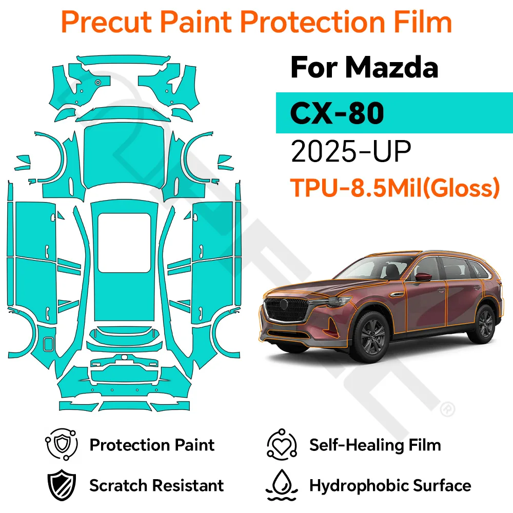 Precut TPU For Mazda CX-80 2025 2026 Clear Paint Protection Film Whole Car Kit 8.5mil Anti-Scratch Self-Healing PPF Wrap
Precut TPU For Mazda CX-80 2025 2026 Clear Paint Protection Film Whole Car Kit 8.5mil Anti-Scratch Self-Healing PPF Wrap