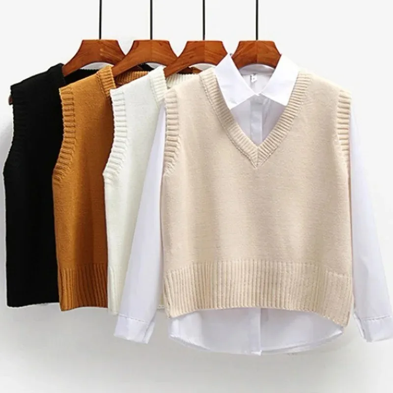 Fashion Winter Knitted Sweater Women Casual V-Neck Pullover Vest All-match Sleeveless Female Clothing Loose Tops Jumper 22783
Fashion Winter Knitted Sweater Women Casual V-Neck Pullover Vest All-match Sleeveless Female Clothing Loose Tops Jumper 22783