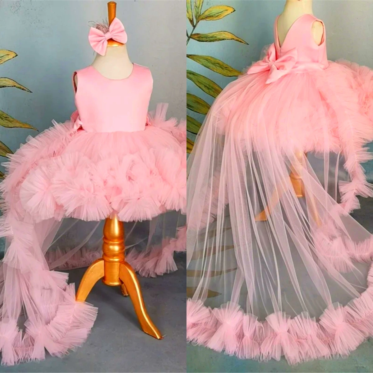 Lovely Pink Flower Girl Dress Tulle Fluffy Bow Long Tailing Sleeveless For Wedding Dresses Kids Birthday Party Evening Gowns
Lovely Pink Flower Girl Dress Tulle Fluffy Bow Long Tailing Sleeveless For Wedding Dresses Kids Birthday Party Evening Gowns