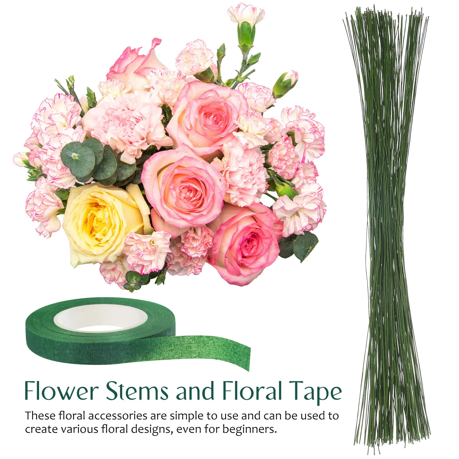 150Pcs Florist Wire and Tape Resistant to Damage Abundant Quantity for Various Designs Floral Wire Flower Stem
150Pcs Florist Wire and Tape Resistant to Damage Abundant Quantity for Various Designs Floral Wire Flower Stem