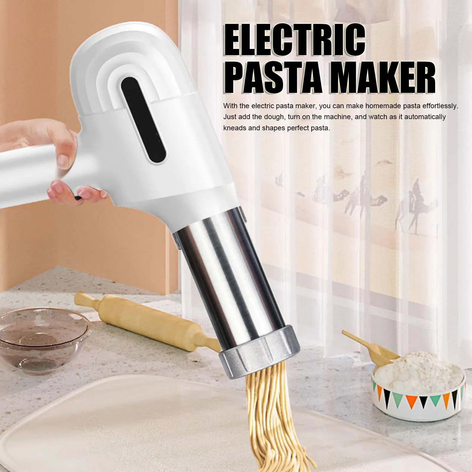 Electric Noodle Maker 304 Stainless Steel Handheld Spaghetti Maker Machine Noodle Press for Home Kitchen
Electric Noodle Maker 304 Stainless Steel Handheld Spaghetti Maker Machine Noodle Press for Home Kitchen