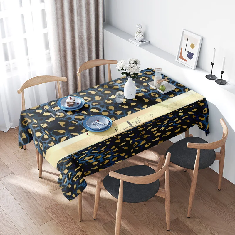 Скатерть с леопардовым принтом: современный геометрический узор с цветочным принтом, синий, желтый, декоративный домашний текстиль для мебели для столовой, нескользящий
Скатерть с леопардовым принтом: современный геометрический узор с цветочным принтом, синий, желтый, декоративный домашний текстиль для мебели для столовой, нескользящий