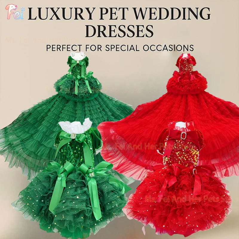 2026 Handmade Luxury Sequin Crystal Bow Lace Princess Dress for Small Medium Dogs Long Tail Chihuahua Fashion Pet Dog Clothes
2026 Handmade Luxury Sequin Crystal Bow Lace Princess Dress for Small Medium Dogs Long Tail Chihuahua Fashion Pet Dog Clothes