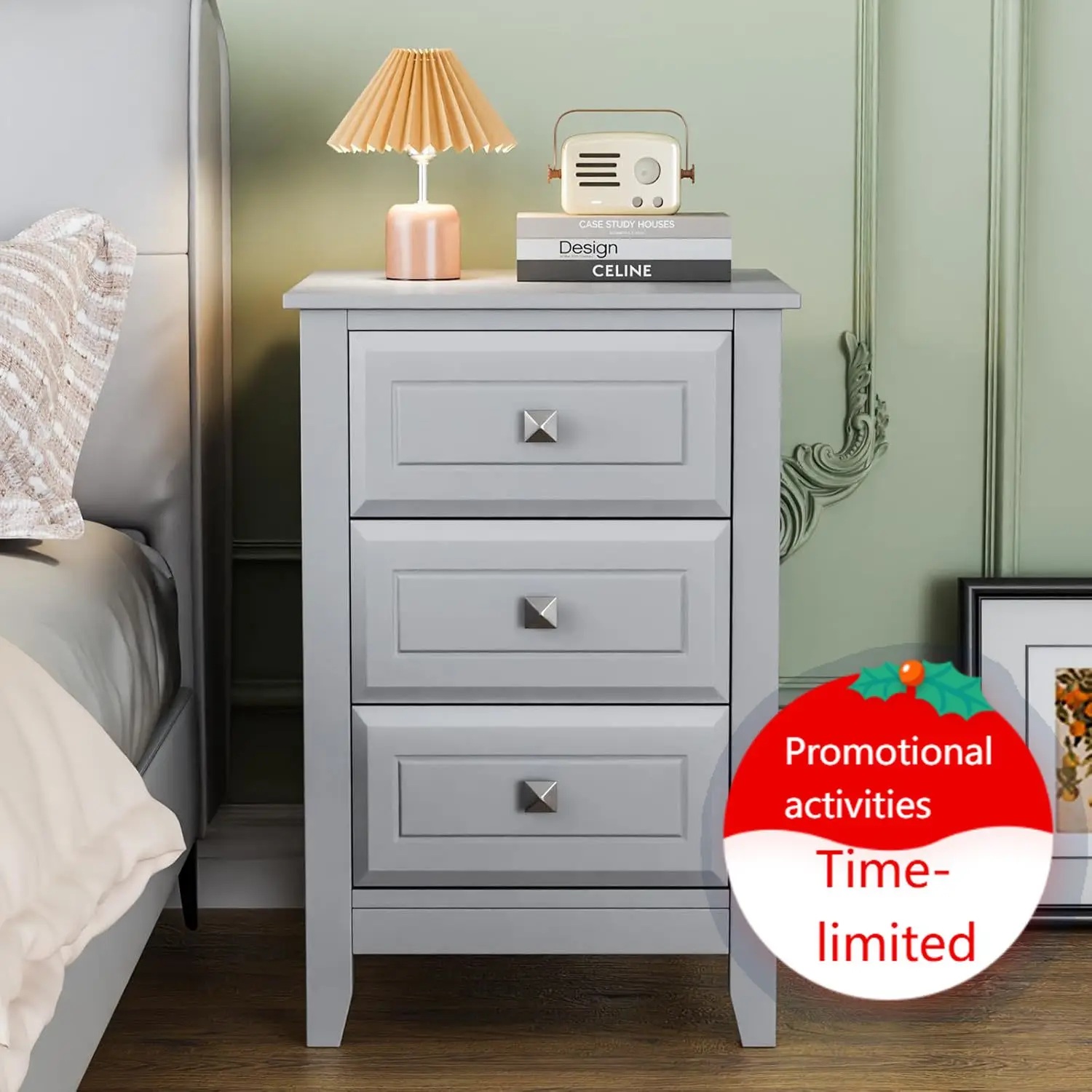 Gray Nightstand with 3 Drawers, Modern Night Stand for Bedroom with Metal Knobs, Wooden Bedside Table, Grey Side Table/Night Sta
Gray Nightstand with 3 Drawers, Modern Night Stand for Bedroom with Metal Knobs, Wooden Bedside Table, Grey Side Table/Night Sta