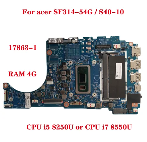 Лот для ноутбука acer SF314-54G S40-10 материнская плата 17863-1 с процессором i5 8250U / i7 8550U RAM 4G DDR4 100% протестированная работа
Лот для ноутбука acer SF314-54G S40-10 материнская плата 17863-1 с процессором i5 8250U / i7 8550U RAM 4G DDR4 100% протестированная работа