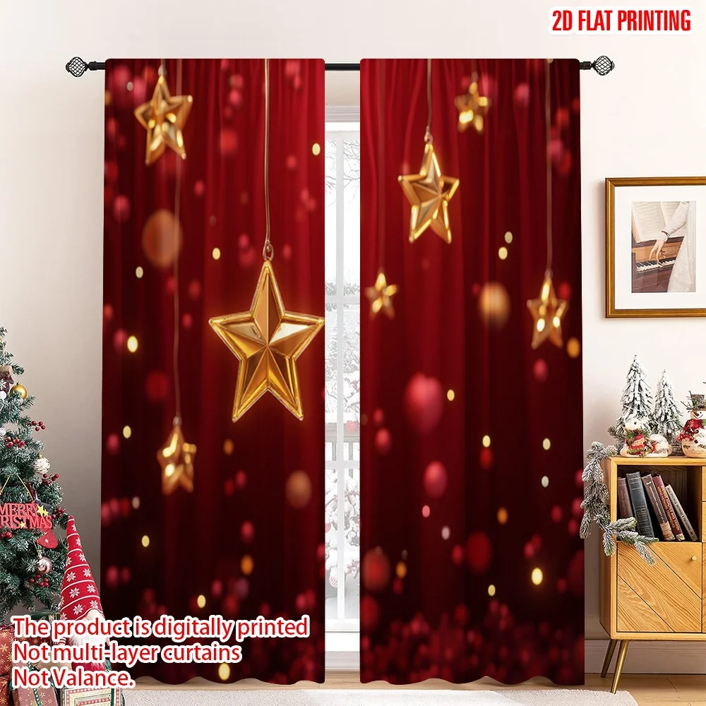 2pcs 2D flat printing Christmas Window Drapes Golden Star Strings Festive Polyester Without Electricity Holiday Decorations Use
2pcs 2D flat printing Christmas Window Drapes Golden Star Strings Festive Polyester Without Electricity Holiday Decorations Use
