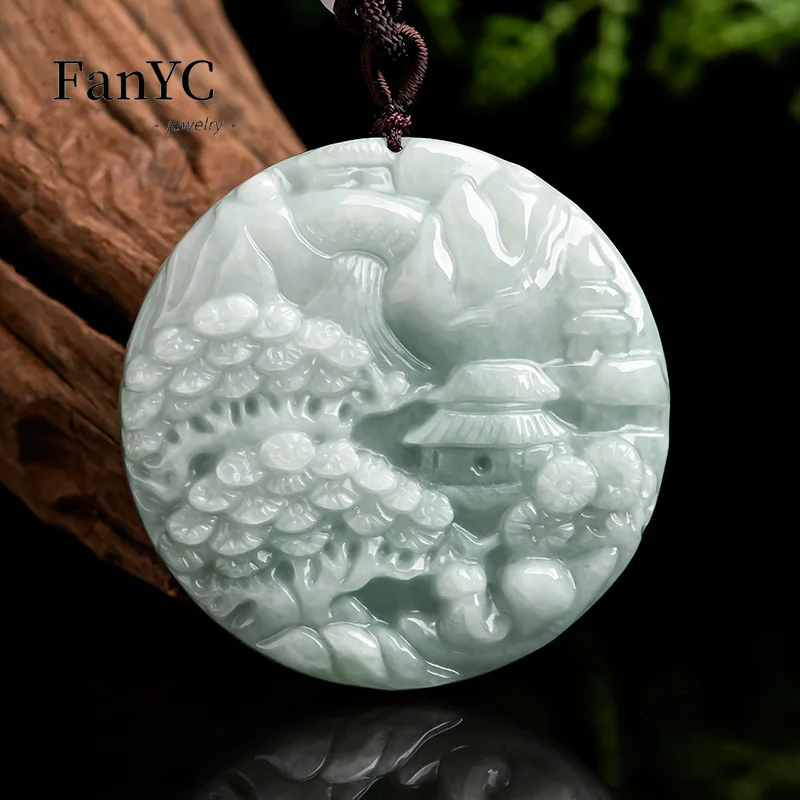 Myanmar Jadeite Landscape Peace Brand Pendant Fine Carved Men's and Women's Fashion Jade Necklace Jewelry Holiday Gift
Myanmar Jadeite Landscape Peace Brand Pendant Fine Carved Men's and Women's Fashion Jade Necklace Jewelry Holiday Gift