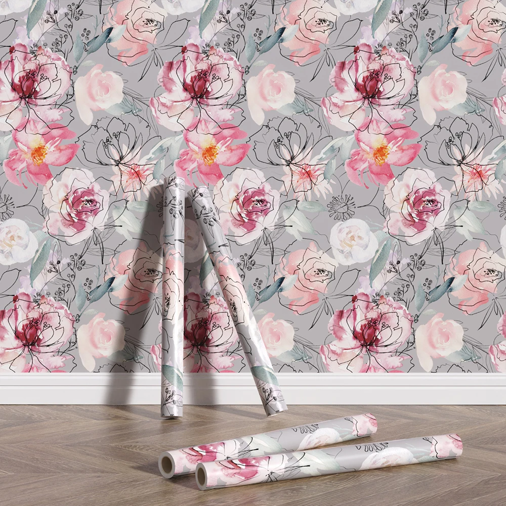 New Watercolor Peel And Stick Flower Decorative Paper Wall Adhesive Waterproof Durable PVC Grey Background Mural Wallpaper
New Watercolor Peel And Stick Flower Decorative Paper Wall Adhesive Waterproof Durable PVC Grey Background Mural Wallpaper