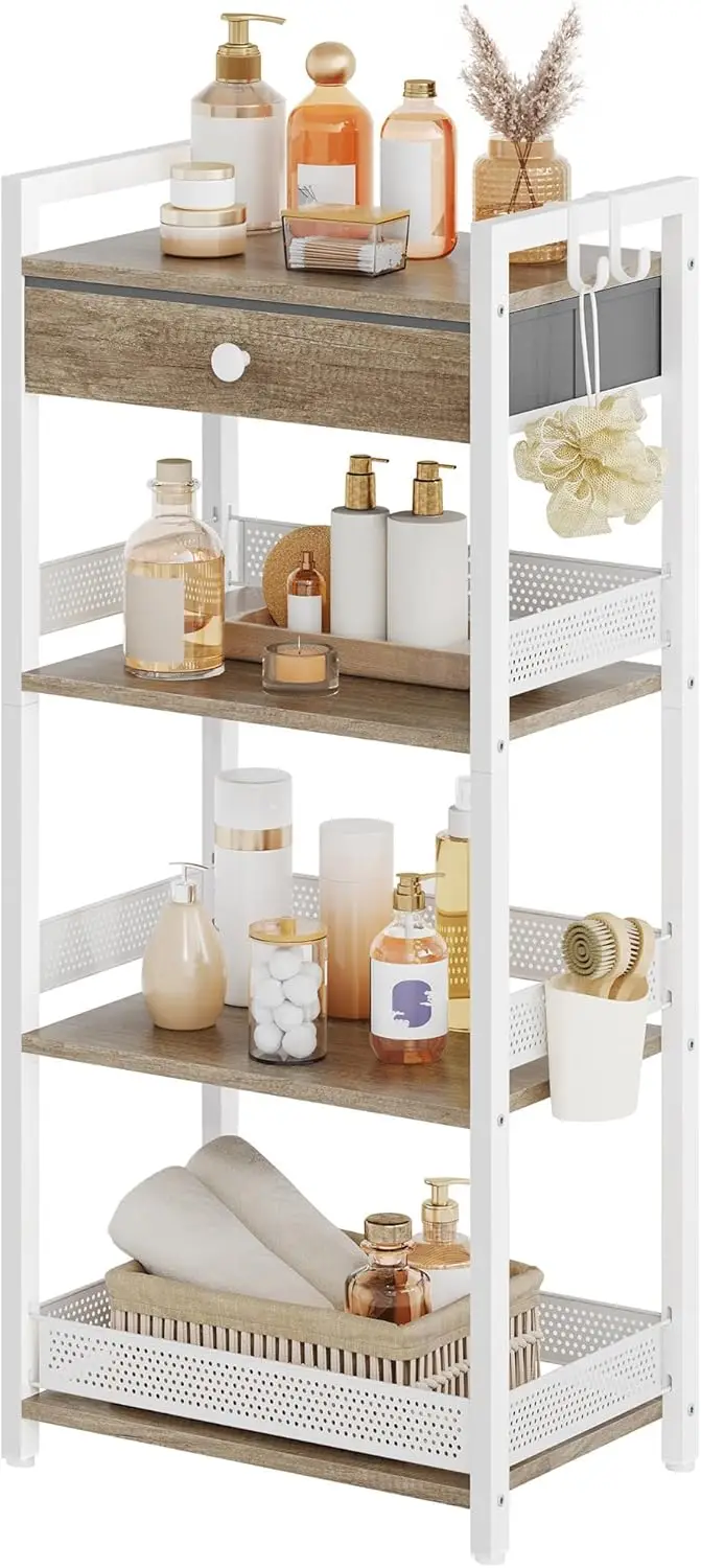 4-Tier Ladder Shelf Stand, Wood & Metal Bookshelf with Drawer, White Decorative Display Shelf for Living Room, Bedroom, Office,
4-Tier Ladder Shelf Stand, Wood & Metal Bookshelf with Drawer, White Decorative Display Shelf for Living Room, Bedroom, Office,