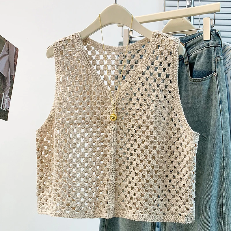Bohemian Style Hollow out Hook Needle Sleeveless Vest Women's Summer Lazy Fashion Vest Cotton Linen Blend Breathable Outerwear
Bohemian Style Hollow out Hook Needle Sleeveless Vest Women's Summer Lazy Fashion Vest Cotton Linen Blend Breathable Outerwear
