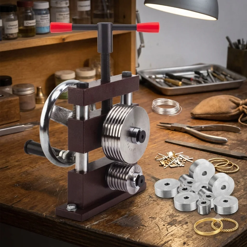 Manual Jewelry Rolling Mill Machine Metal Press Tool for Bracelet Ring Earring Wire Sheet Forming Jewelry Making Craft Tool
Manual Jewelry Rolling Mill Machine Metal Press Tool for Bracelet Ring Earring Wire Sheet Forming Jewelry Making Craft Tool