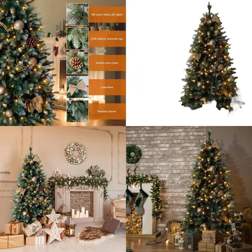 5-футовая светодиодная рождественская елка с предварительной подсветкой и 180 лампами, позолоченная, рождественское украшение для улицы/в помещении
5-футовая светодиодная рождественская елка с предварительной подсветкой и 180 лампами, позолоченная, рождественское украшение для улицы/в помещении