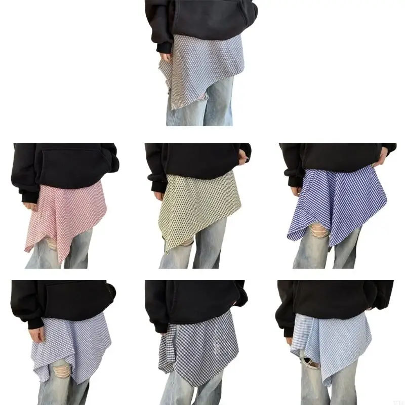 77HE Women's Layering Wrap Skirt Shirt Extender Checkered Hip Covering Apron Skirt Tie Up Irregular Underskirt Streetwear
77HE Women's Layering Wrap Skirt Shirt Extender Checkered Hip Covering Apron Skirt Tie Up Irregular Underskirt Streetwear