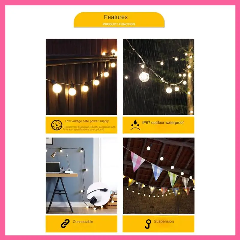 ABNM LED G50 String Lights Outdoor For Christmas Garland Decoration Light Fairy Light Bulb Wedding Lamp For Garden Easy Install
ABNM LED G50 String Lights Outdoor For Christmas Garland Decoration Light Fairy Light Bulb Wedding Lamp For Garden Easy Install