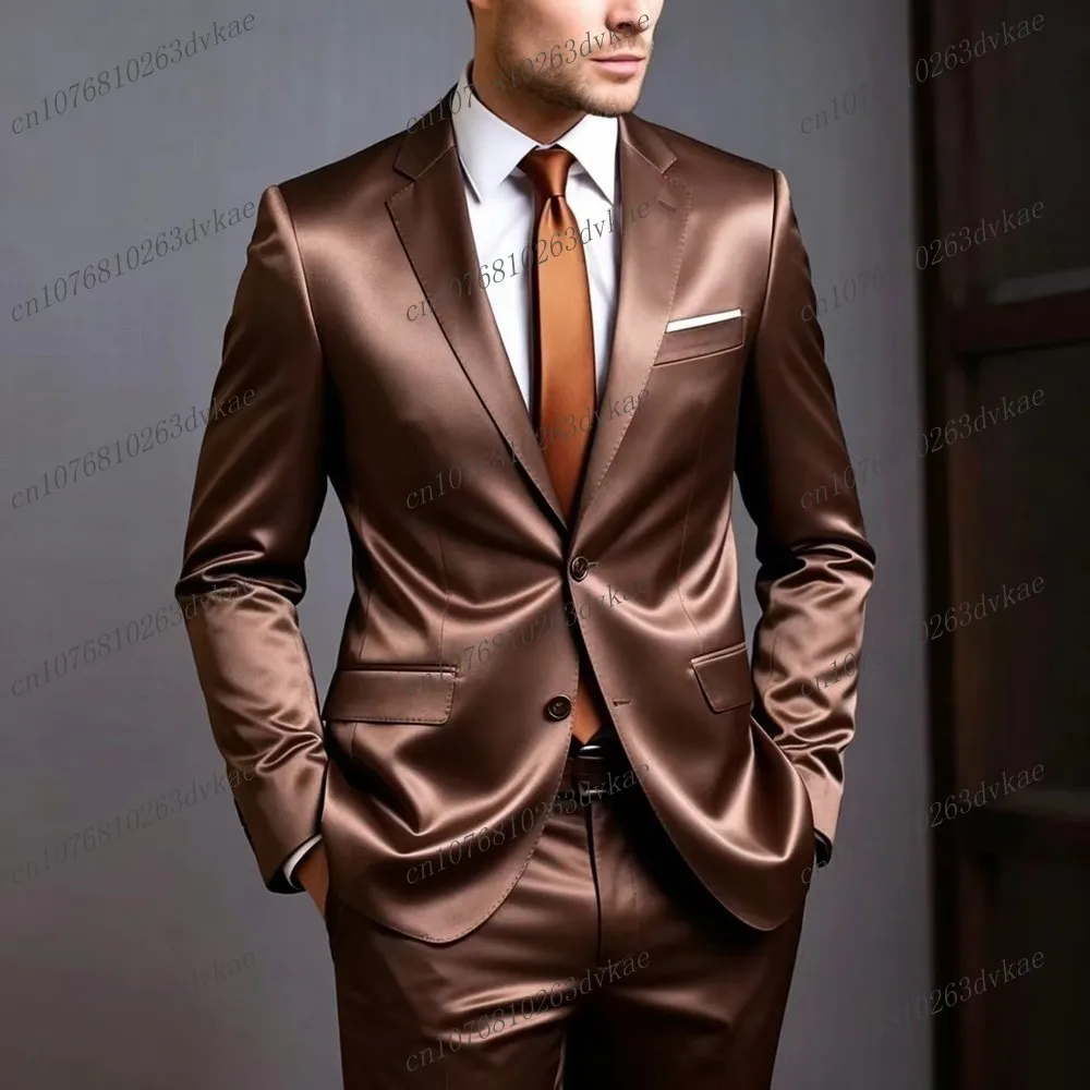 New Brown Acetate Satin Men Suit Party Prom Special Business Groom Groomsman Wedding Male Tuxedos 2 Piece Set Blazer Pants
New Brown Acetate Satin Men Suit Party Prom Special Business Groom Groomsman Wedding Male Tuxedos 2 Piece Set Blazer Pants