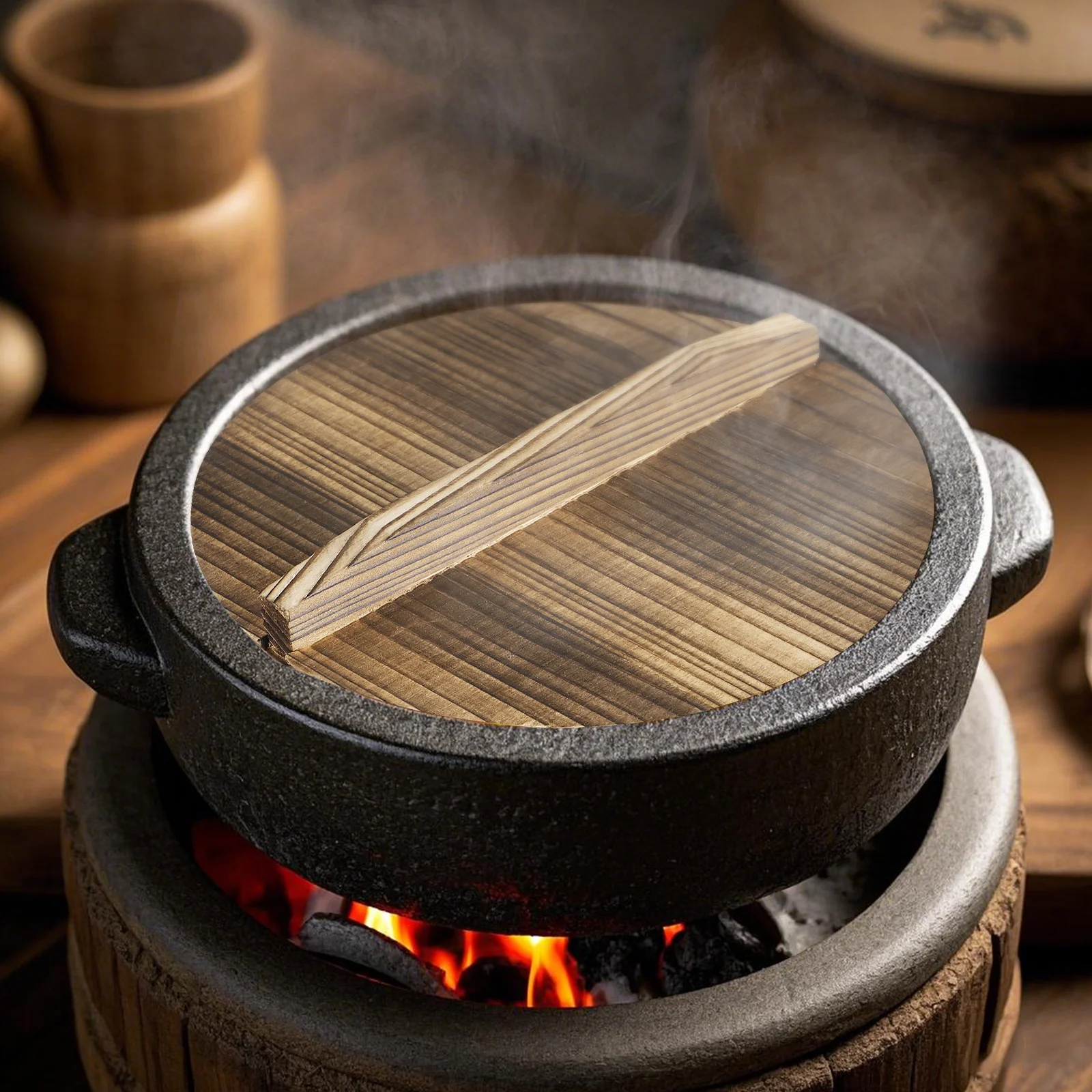 24 см крышка с защитой от брызг деревянная крышка кастрюли для чугуна вок натуральное дерево многоразовая термостойкая кухонная крышка для приготовления пищи ретро вок