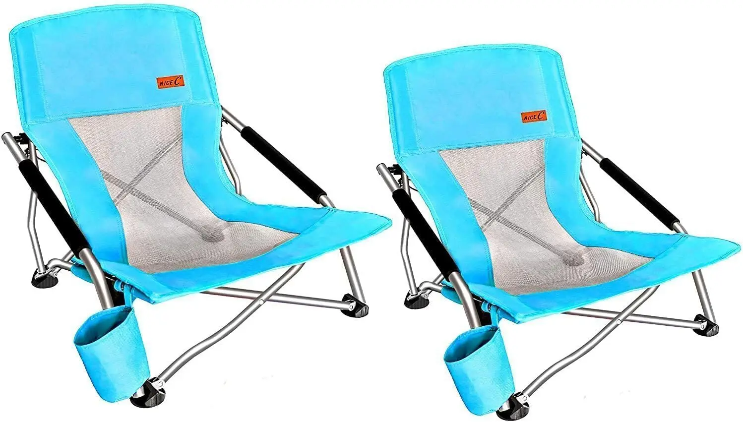 Low Beach Chair, 2-Pack Folding Sling Chair with Cup Holder & Carry Bag – Blue
Low Beach Chair, 2-Pack Folding Sling Chair with Cup Holder & Carry Bag – Blue