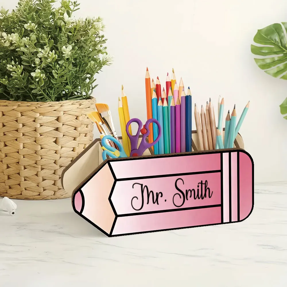 Personalized rainbow pencil-shaped desktop storage box, customizable with text design, stationery storage
Personalized rainbow pencil-shaped desktop storage box, customizable with text design, stationery storage