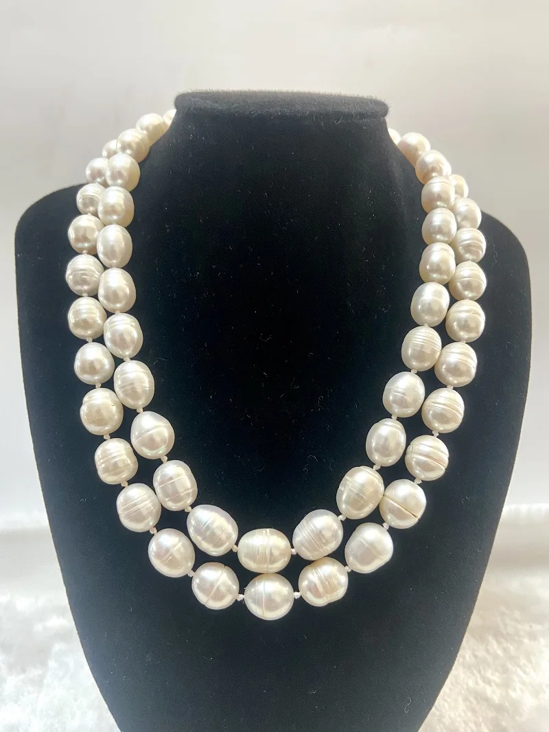 White Pearl Necklace 18”11x13mm Double-strands Nearly Round Pearl Necklaces 925 Sterling Silver
White Pearl Necklace 18”11x13mm Double-strands Nearly Round Pearl Necklaces 925 Sterling Silver