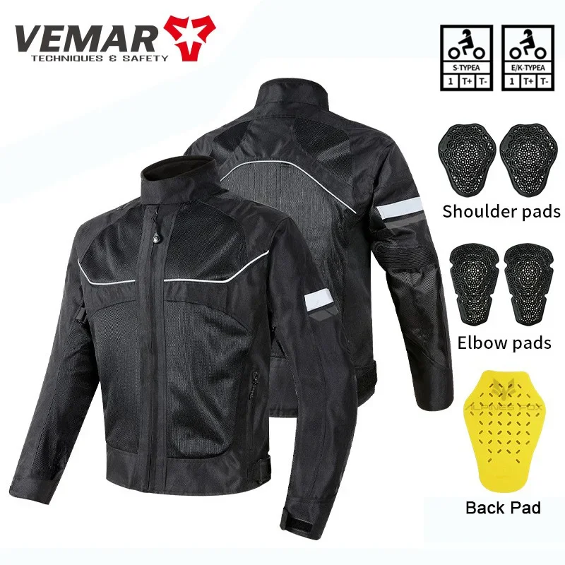 Motorbike VEMAR Men's Jacket Breathable Mesh Moto CE Protection Motorcycle Riding Coat Guard Motocross Rider Clothing Black/Gray
Motorbike VEMAR Men's Jacket Breathable Mesh Moto CE Protection Motorcycle Riding Coat Guard Motocross Rider Clothing Black/Gray