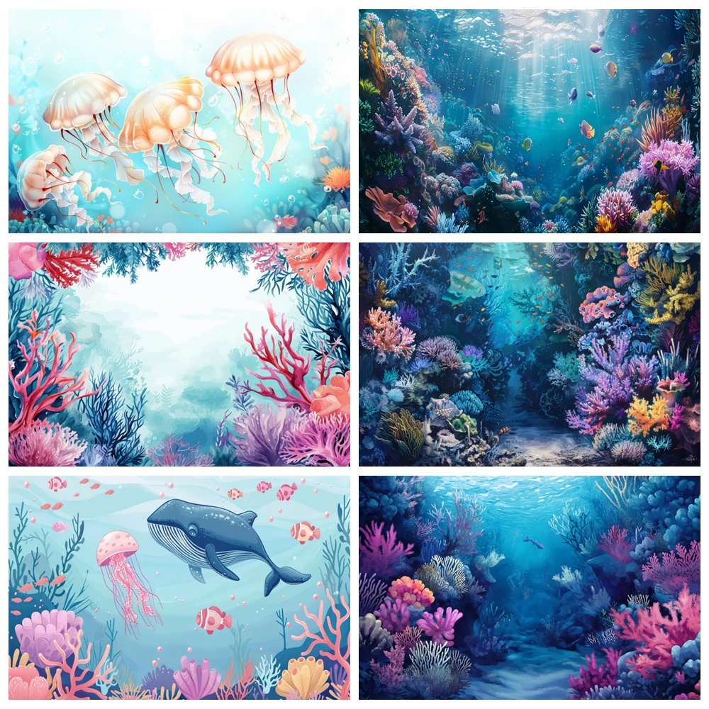 Underwater World Photography Background Blue Ocean Seabed Jellyfish Aquarium Fish Coral Plants Kid Birthday Party Decor Backdrop
Underwater World Photography Background Blue Ocean Seabed Jellyfish Aquarium Fish Coral Plants Kid Birthday Party Decor Backdrop