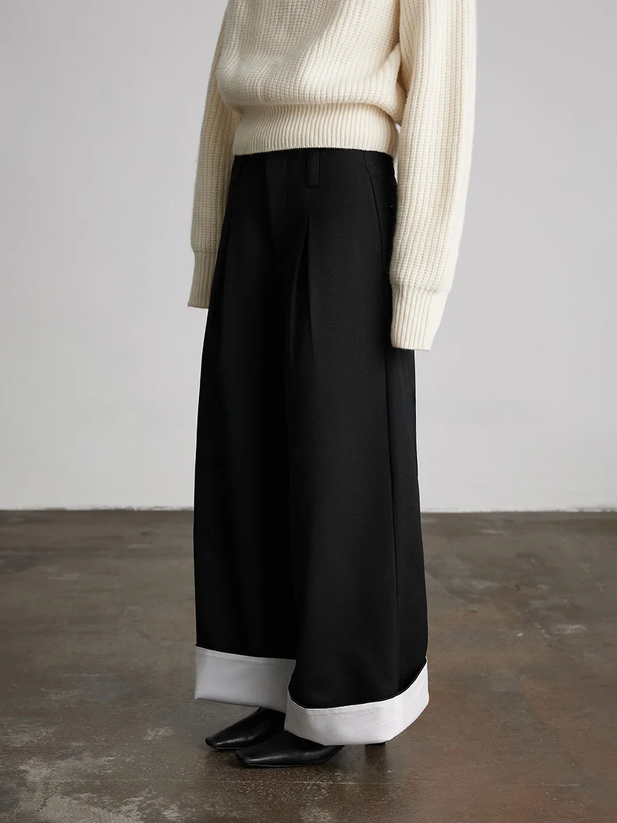 Ordinary times Casual Woolen Wide Leg Pants Women's Autumn Winter Straight Cut Trousers Splicing Design l Waist
Ordinary times Casual Woolen Wide Leg Pants Women's Autumn Winter Straight Cut Trousers Splicing Design l Waist