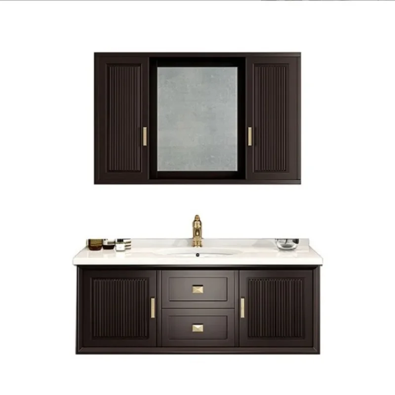 Современный новый китайский шкаф для ванной комнаты, умный шкаф для ванной комнаты из цельного дерева, керамическая раковина из каменной плиты, шкаф для умывальника для лица
Современный новый китайский шкаф для ванной комнаты, умный шкаф для ванной комнаты из цельного дерева, керамическая раковина из каменной плиты, шкаф для умывальника для лица