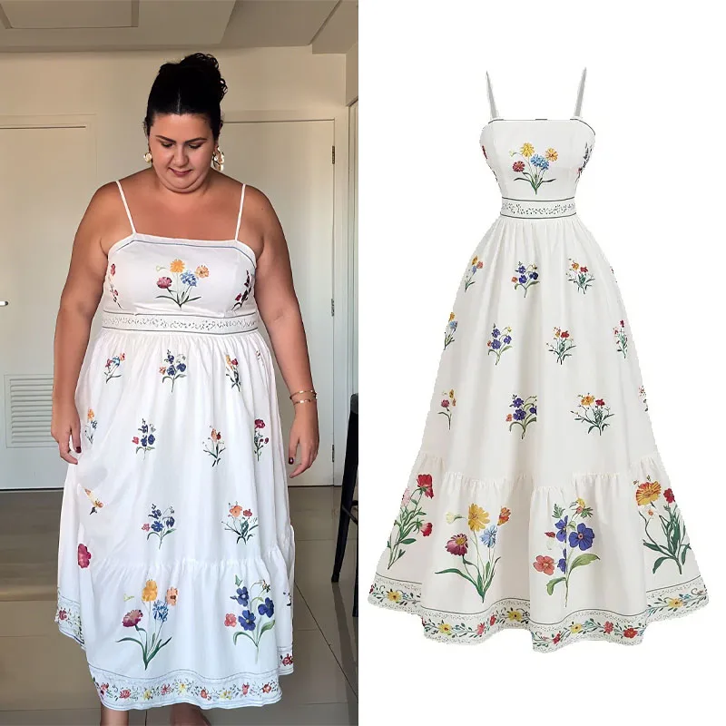 Spaghetti Strap Sleeveless Backless Long Dress A-Line Floral Print Dress High Waist 2025 Summer New Beach Party Dress Vestidos
Spaghetti Strap Sleeveless Backless Long Dress A-Line Floral Print Dress High Waist 2025 Summer New Beach Party Dress Vestidos