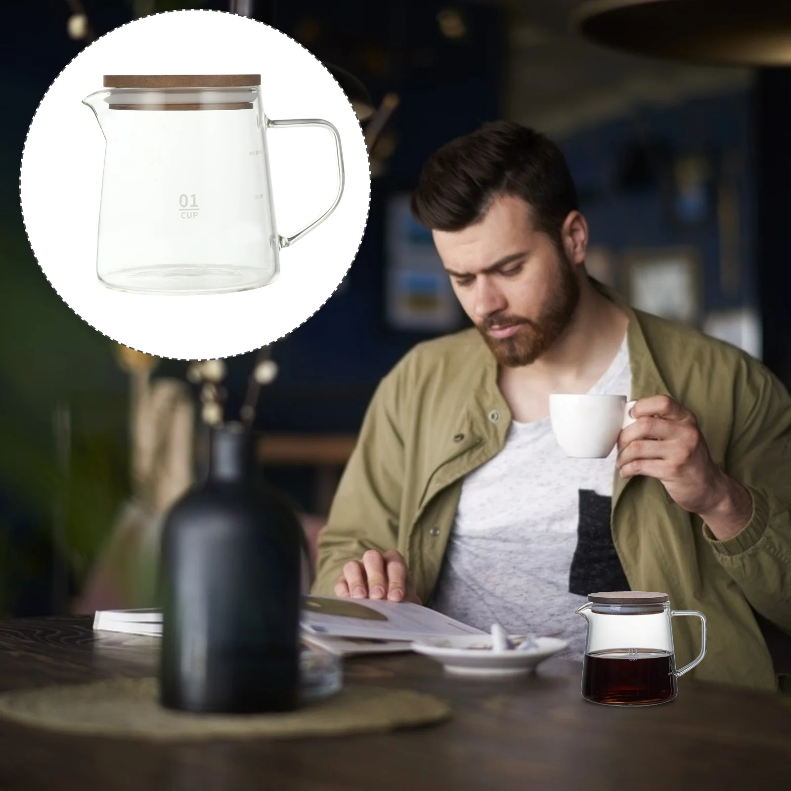 Glass Coffee Pot Kettle with Wood Lid Tea Cup Cover Teapot Transparent Water Jugs 
Glass Coffee Pot Kettle with Wood Lid Tea Cup Cover Teapot Transparent Water Jugs