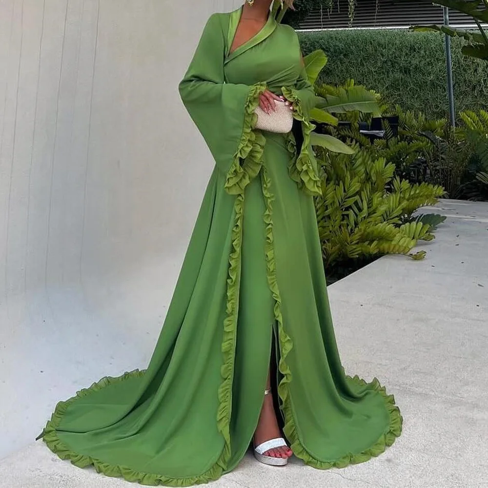 Customized Classic V-Neck Jersey Long Sleeves Evening Dresses Elegant A-Line Floor Length Celebrity Gowns Vestido De Noche
Customized Classic V-Neck Jersey Long Sleeves Evening Dresses Elegant A-Line Floor Length Celebrity Gowns Vestido De Noche