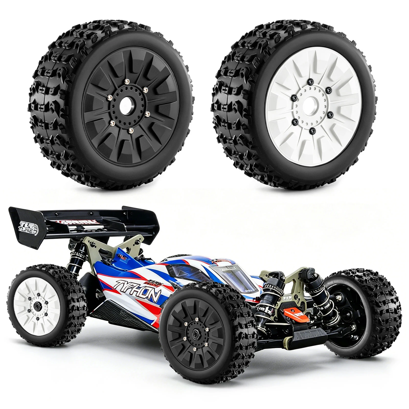 4pcs 118*43mm RC Off Road Buggy Tires Wheel for 1/8 ARRMA Typhon 3S/6S BLX Traxxas Jato HPI HSP RC Car Upgrade Accessories
4pcs 118*43mm RC Off Road Buggy Tires Wheel for 1/8 ARRMA Typhon 3S/6S BLX Traxxas Jato HPI HSP RC Car Upgrade Accessories