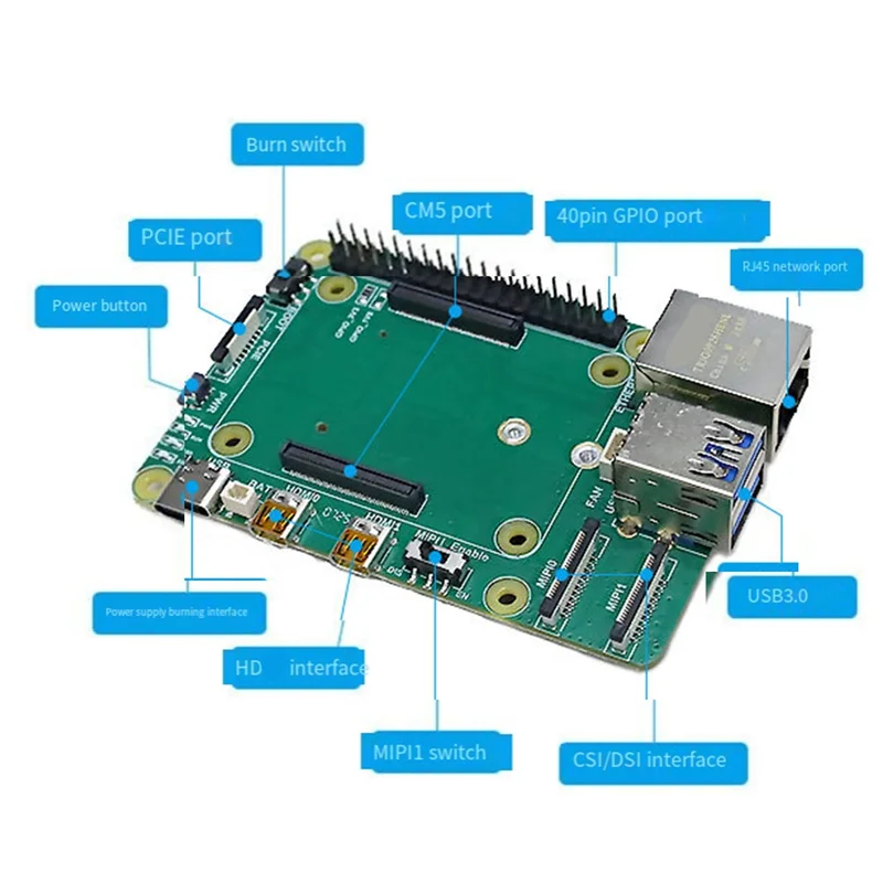 Базовая плата расширения Exquisite-Raspberry Pi CM5 Тип A Базовая плата расширения Вычислительный модуль Базовая плата 5-встроенного ввода-вывода
Базовая плата расширения Exquisite-Raspberry Pi CM5 Тип A Базовая плата расширения Вычислительный модуль Базовая плата 5-встроенного ввода-вывода