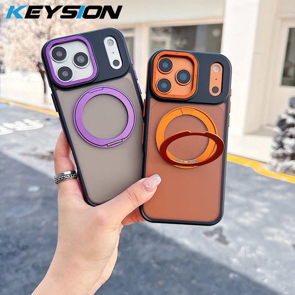 KEYSION Matte Translucent Magnetic Phone Case for MagSafe for iPhone 17 Pro Max 17 Air 360° Rotating Ring Stand Shockproof Cover
KEYSION Matte Translucent Magnetic Phone Case for MagSafe for iPhone 17 Pro Max 17 Air 360° Rotating Ring Stand Shockproof Cover
