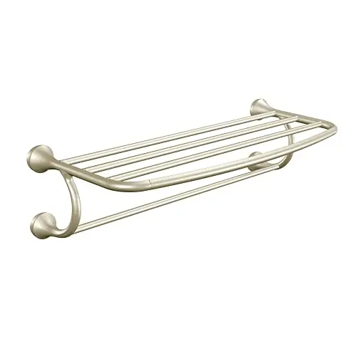 26 Inch Brushed Nickel Wall Mounted Towel Shelf With Dual Bars For Bathroom Use
26 Inch Brushed Nickel Wall Mounted Towel Shelf With Dual Bars For Bathroom Use