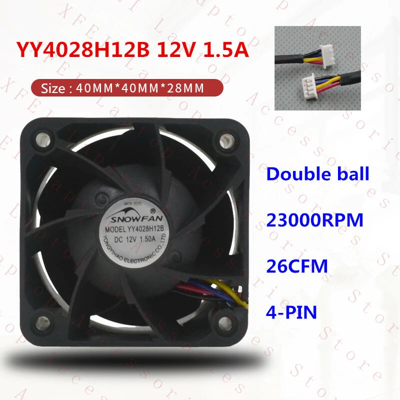 D 1PC YY4028H12B Cooling Fan 12V 1.5A 23000rpm 4028 4-pin Double Ball New
D 1PC YY4028H12B Cooling Fan 12V 1.5A 23000rpm 4028 4-pin Double Ball New