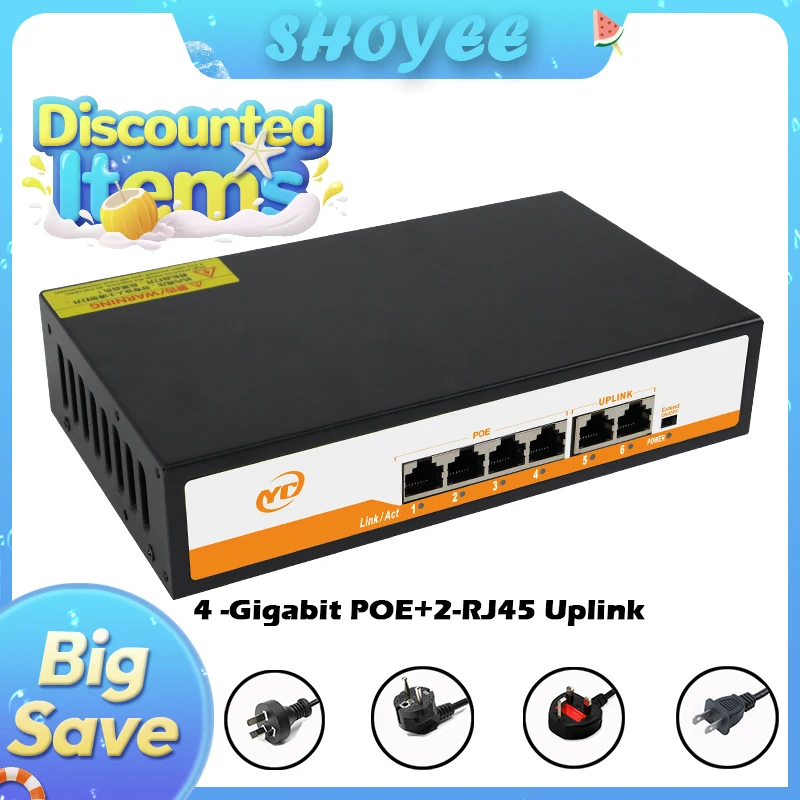 Новый 6-портовый гигабитный Ethernet-коммутатор POE RJ45 с невимужным подключением 802.3af/at Plug and Play, для IP-камеры/NVR
Новый 6-портовый гигабитный Ethernet-коммутатор POE RJ45 с невимужным подключением 802.3af/at Plug and Play, для IP-камеры/NVR