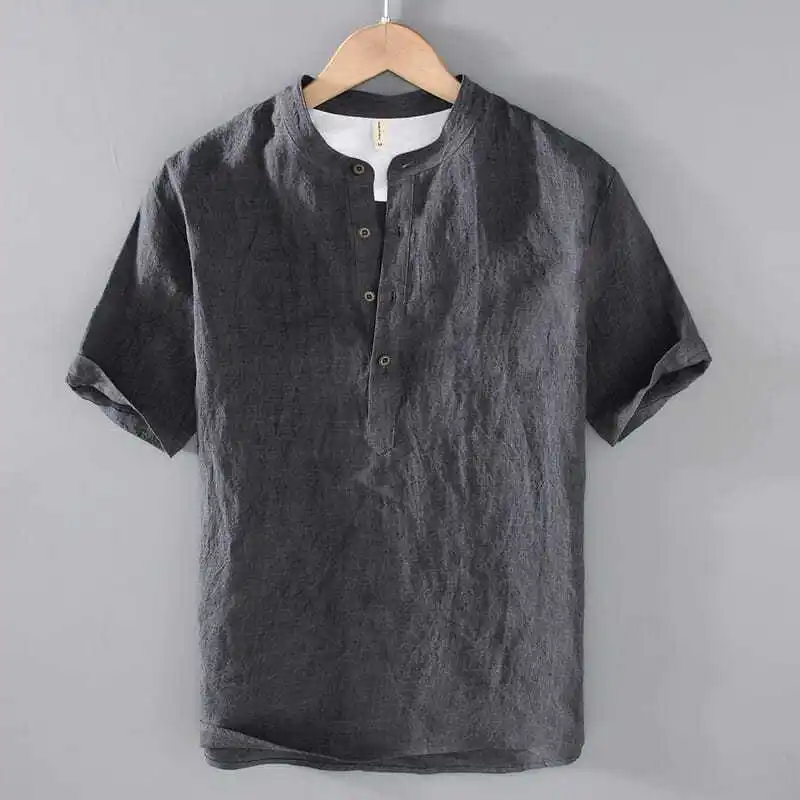 Retro Linen Short Sleeve T-Shirt Men's Thin Loose Summer New Cotton Linen Stand Collar Half Sleeve Casual Trendy Top
Retro Linen Short Sleeve T-Shirt Men's Thin Loose Summer New Cotton Linen Stand Collar Half Sleeve Casual Trendy Top