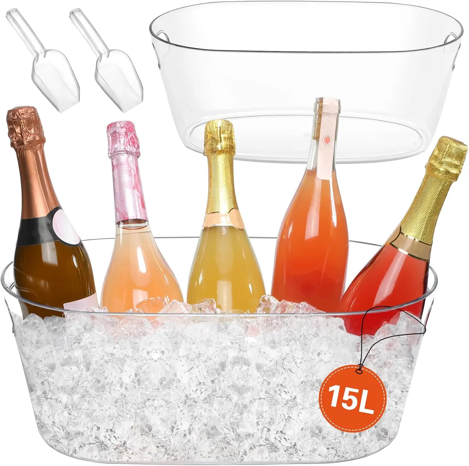 2 PCS Ice Buckets for Parties, 15L Large Ice Bucket, 4 Gallon Clear Acrylic Champagne Wine Buckets with 2 Scoops, Bever
2 PCS Ice Buckets for Parties, 15L Large Ice Bucket, 4 Gallon Clear Acrylic Champagne Wine Buckets with 2 Scoops, Bever
