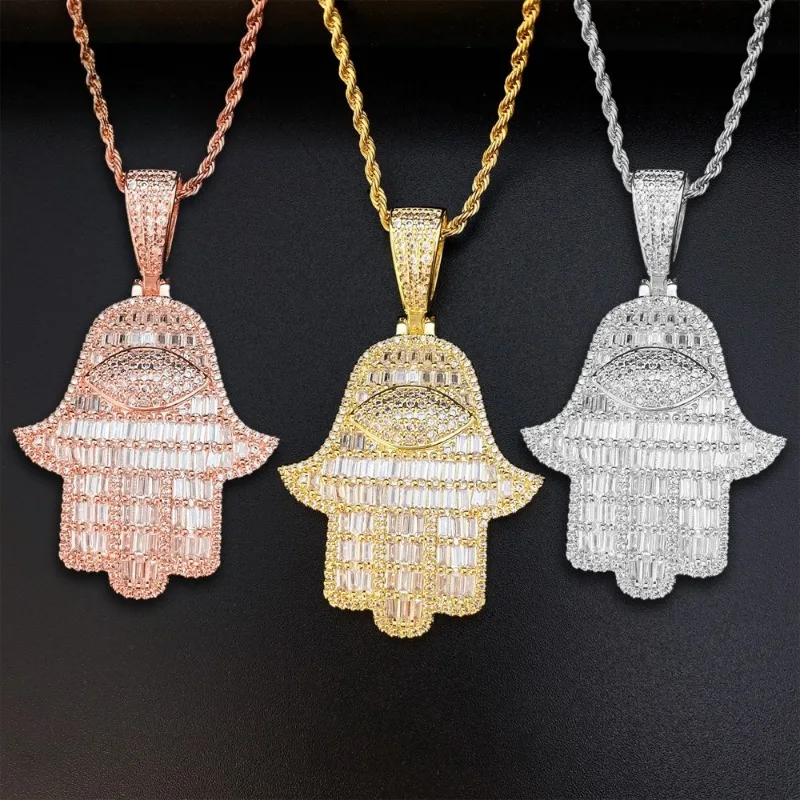 Iced 5A Zircon Hamsa Hand Pendant Necklace Women Hiphop Jewelry Plated White Gold Baguette Cut Cubic Zirconia Hamsa Necklaces
Iced 5A Zircon Hamsa Hand Pendant Necklace Women Hiphop Jewelry Plated White Gold Baguette Cut Cubic Zirconia Hamsa Necklaces