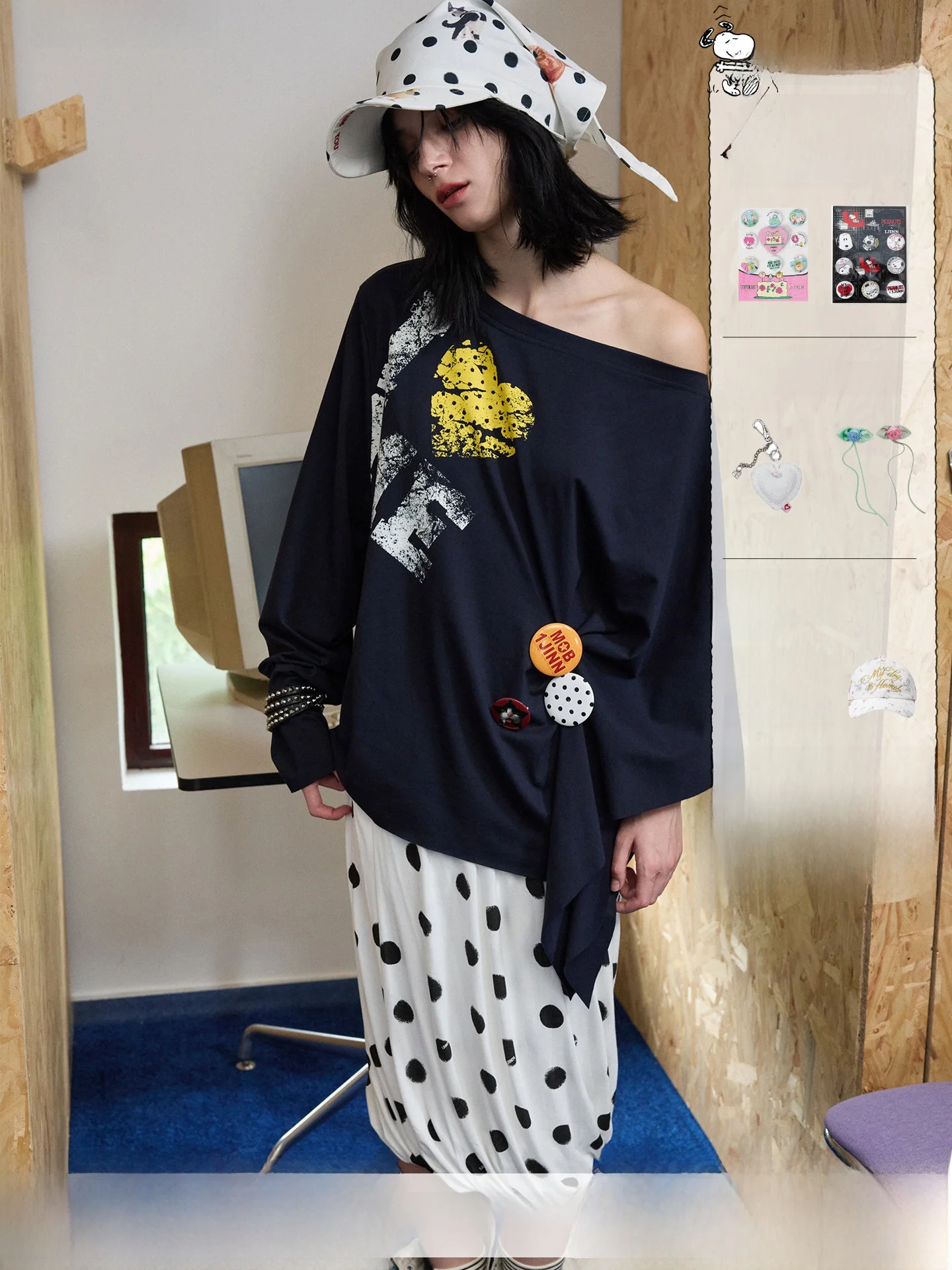 1JINN STUDIO Badge Lazy Style Printed Letter Long Sleeve Sweatshirt Loose Fit Shoulder Baring Top Casual Comfortable Women's ...
1JINN STUDIO Badge Lazy Style Printed Letter Long Sleeve Sweatshirt Loose Fit Shoulder Baring Top Casual Comfortable Women's ...