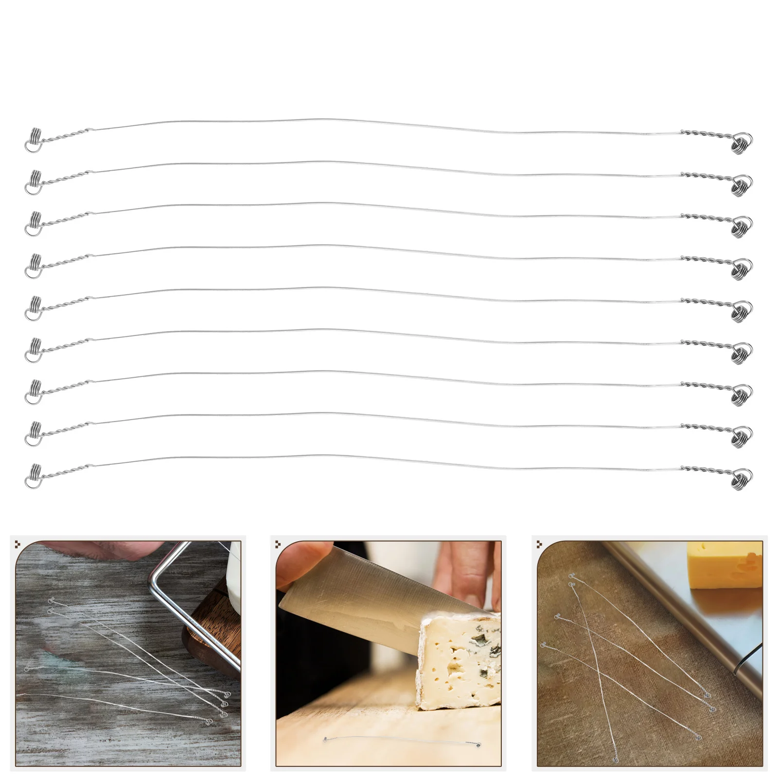 10Pcs Cheese Cutter Wire Stainless Steel Replacement for Block Cheese Butter Slicer Multipurpose Wire for 5 Inch Slicer Rack
10Pcs Cheese Cutter Wire Stainless Steel Replacement for Block Cheese Butter Slicer Multipurpose Wire for 5 Inch Slicer Rack