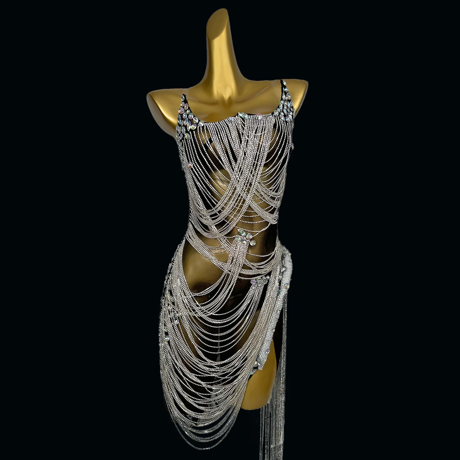 Luxury Party Sparkly Rhinestone Dress For Women's Evening Prom Occasions Silver Tassels Sexy Sleeveless Mini Chains Shine Dress
Luxury Party Sparkly Rhinestone Dress For Women's Evening Prom Occasions Silver Tassels Sexy Sleeveless Mini Chains Shine Dress