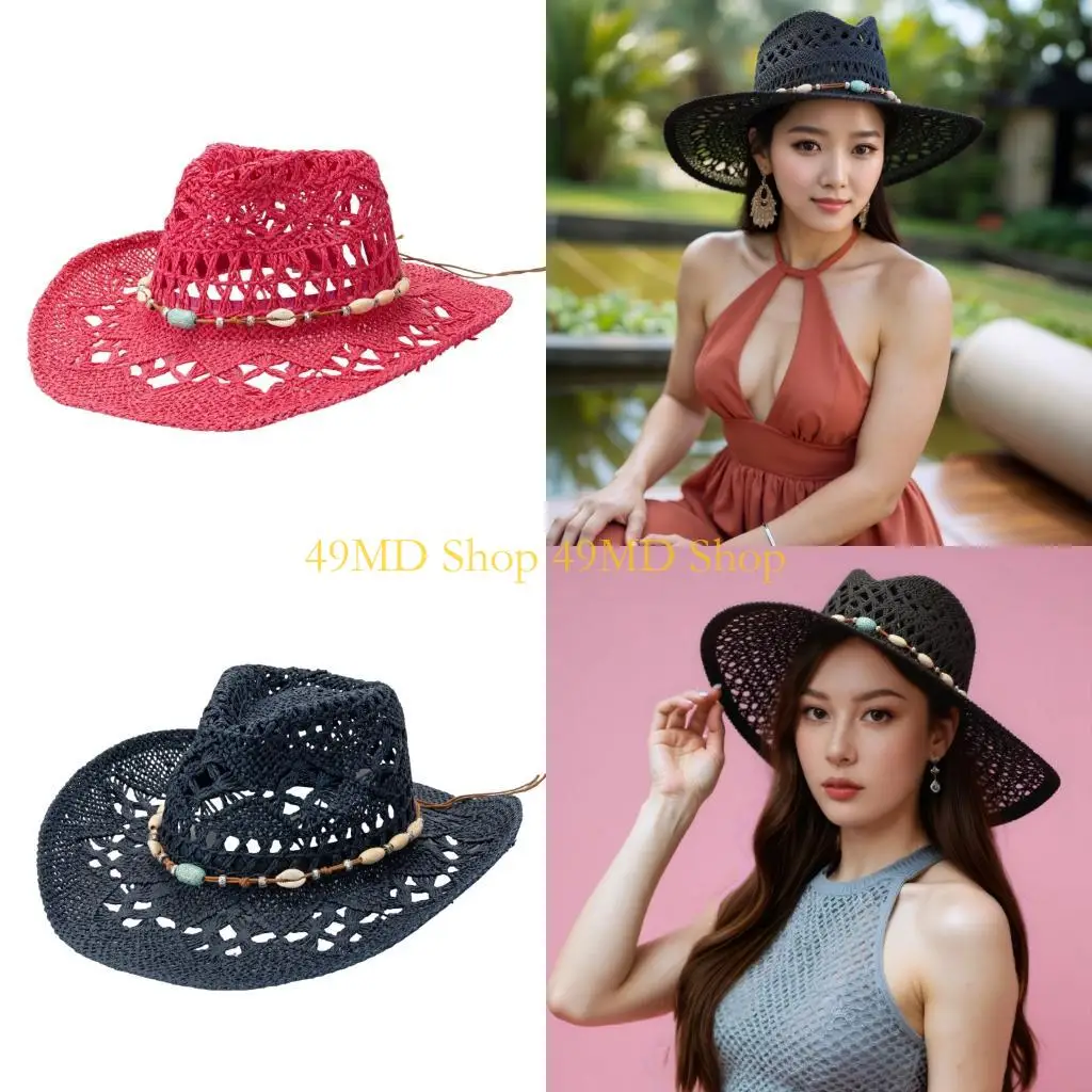 49MD Bohemian Sun Hat Handwoven Vacation Straw Hat for Music Festival Everyday Use
49MD Bohemian Sun Hat Handwoven Vacation Straw Hat for Music Festival Everyday Use